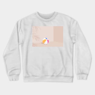 Beige beach ball with tropical leaves illustration Crewneck Sweatshirt